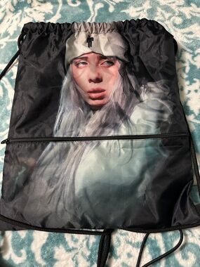Vintage Billie Eilish Black Drawstring Backpack